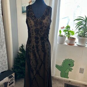 Sz S Tan Chho Exclusive black beaded dress new with tags!